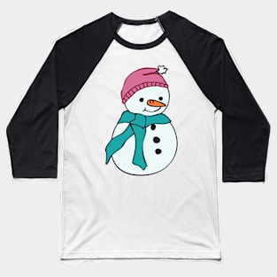 Snowman in pink hat Baseball T-Shirt